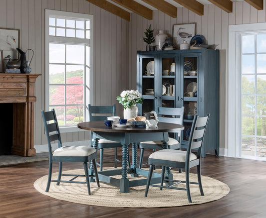 Lake House - Round Pedestal Table - Sea Glass And Dried Tobacco