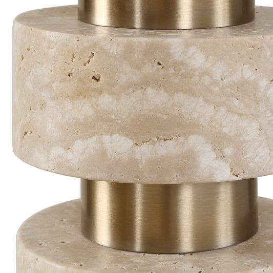 Makani - Travertine Table Lamp - Brass / Gold / White