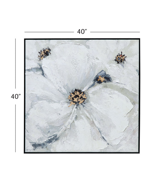 Dogwood Canvas Art - Pearl Silver