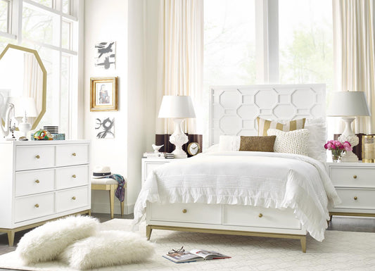 Chelsea by Rachael Ray - Complete Panel Bed With Storage Footboard