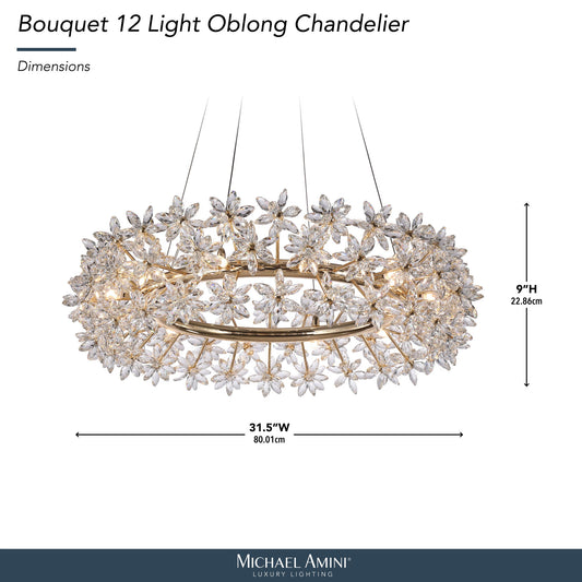 Michael Amini Lighting - Bouquet Round 32" Crystal Chandelier - Gold