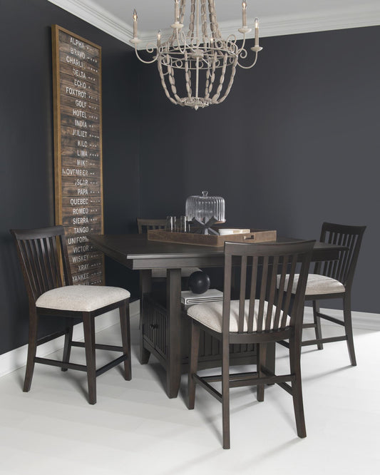 Caldwell - Complete Counter Height Dining Table With Storage Base - Espresso