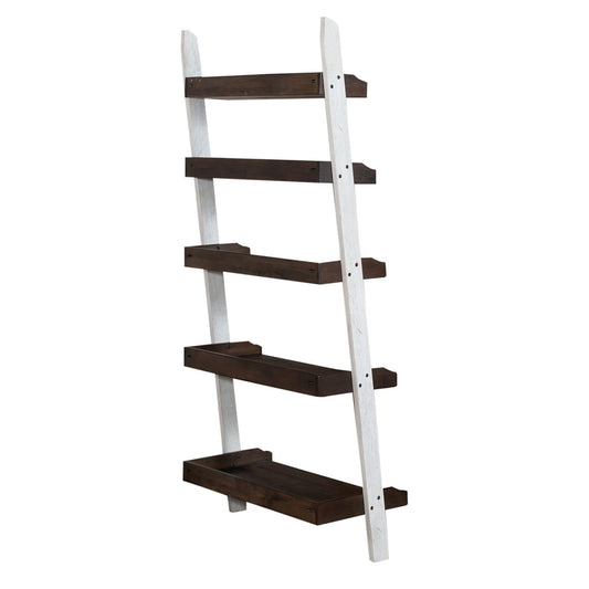 Farmhouse - Leaning Bookcase - Two Tone White / Wood Tone