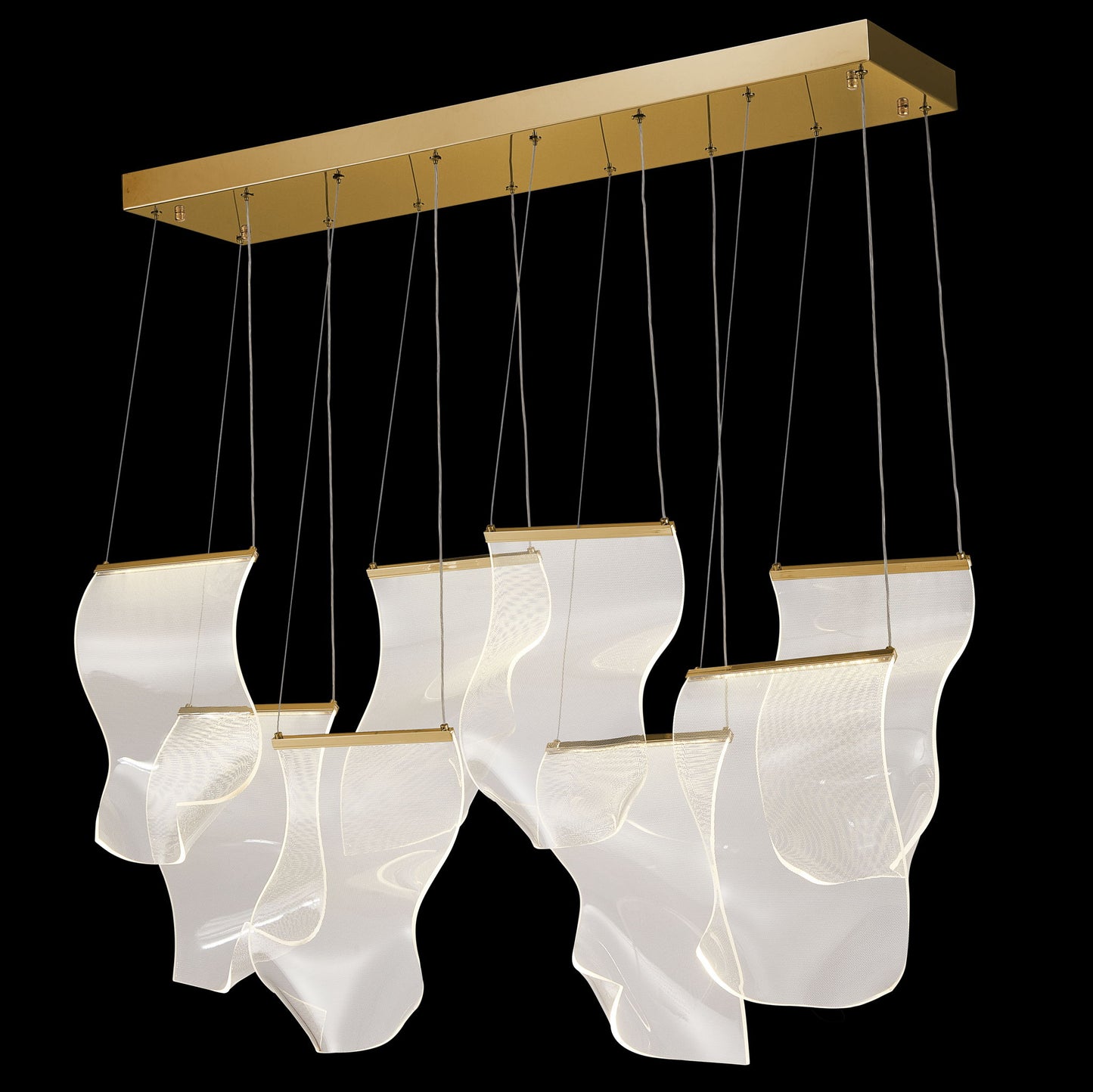 Michael Amini Lighting - Sheer Waves 8-Light Modern LED Chandelier - Gold / White