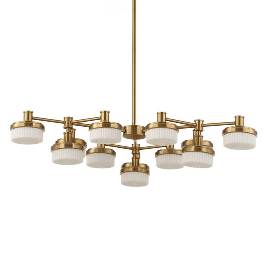 Wedge - 12 Light LED Brass Chandelier - White / Gold