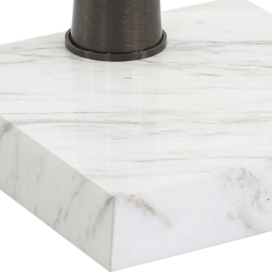 Pelton - Marble Glass Drink Table - Bronze / White