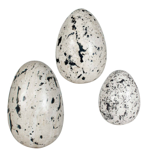 Nest Trio - Indoor-Outdoor Stone Eggs (Set of 3) - Black / White