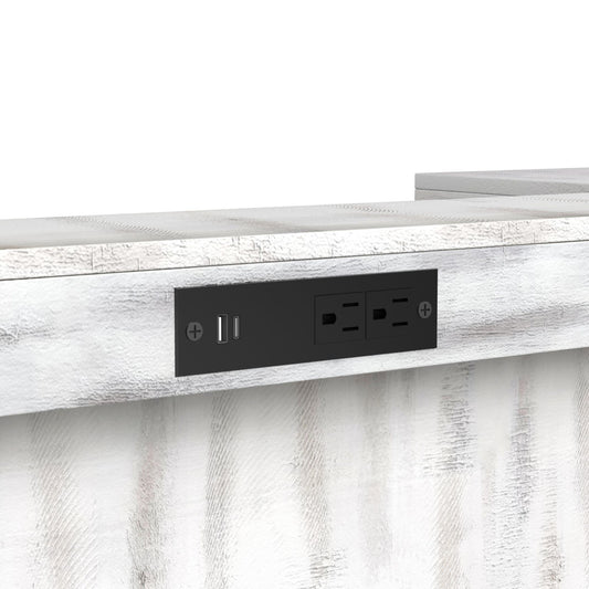 Rogen Rustic - Bar Table With Ice Tray, USB And Power - Rustic White