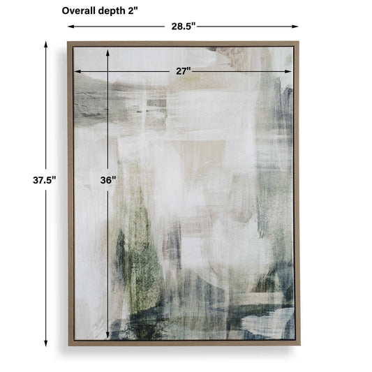 Subliminal Drift - Framed Modern Art - Black / Brown / Gray / Green / White