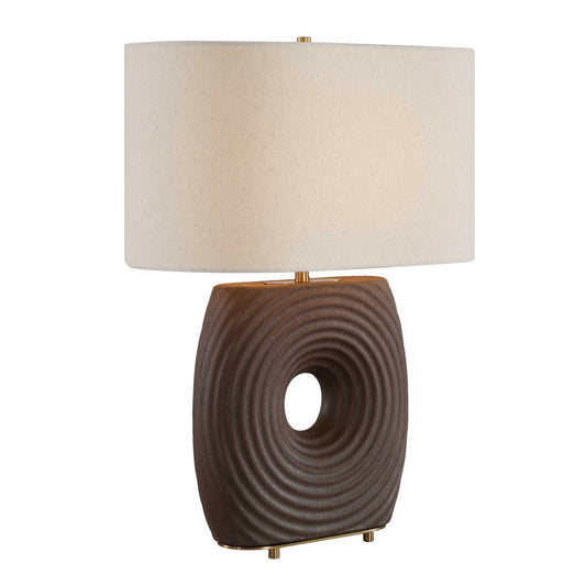 Geno - Concentric Ribbed Table Lamp - Brown