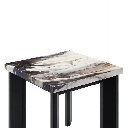 Strata - Faux Marble 3 Piece Occasional Set (1 Coffee & 2 End Tables) - Black / White
