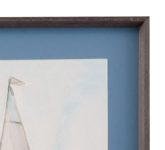 Sail Scribble I Framed Print - Blue