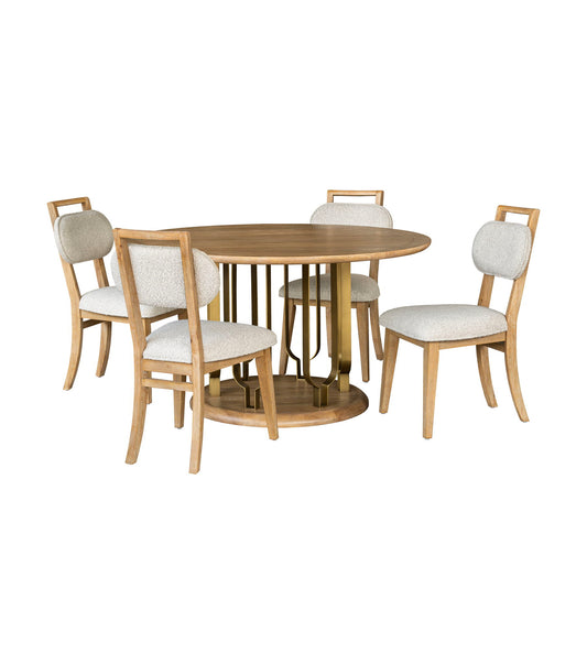 Ryder - Dining Table - Chestnut Elm / Antique Brass