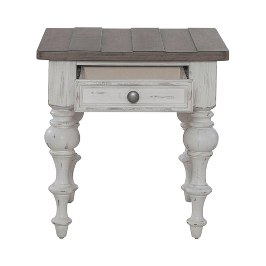 River Place - End Table - Riverstone White & Tobacco
