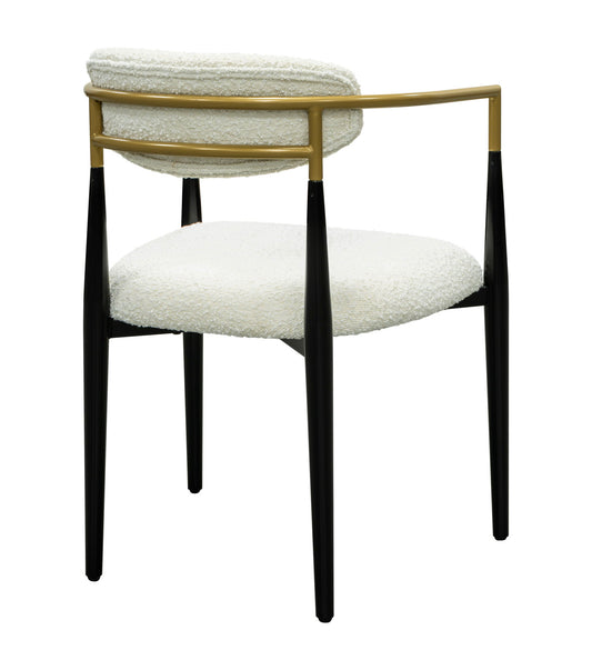 Jenson - White Dining Chair - Semi-Gloss Black /Brushed Gold / Ivory Boucle