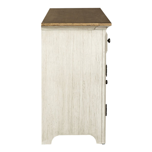 Farmhouse Reimagined - Entertainment 72" TV Stand - Antique White / Chestnut Tops