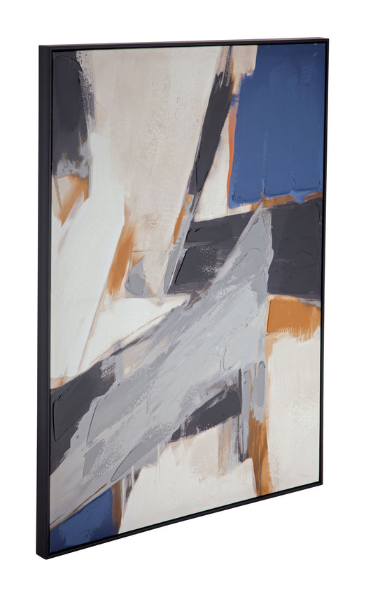 Denisa I Framed Canvas - Beige / Blue