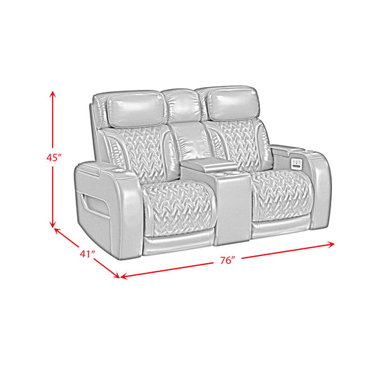 Prime Time - P3 Loveseat With LED, Wireless Charger Pocket, And Console
