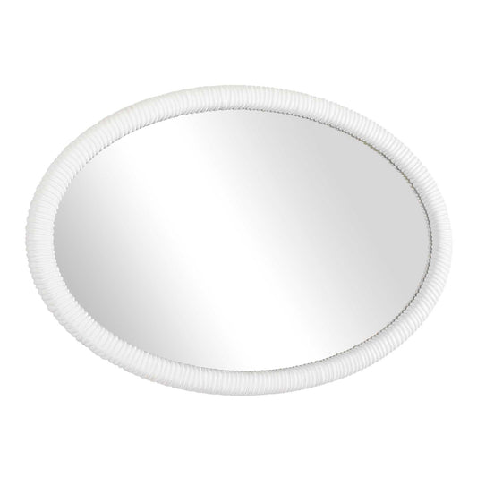 Bali - Ribbed Oval Mirror - White