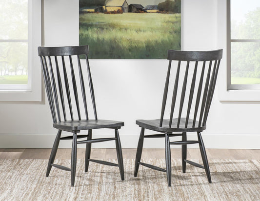 Vintage Market - Windsor Side Chair With Tapered Spindles (Set of 2) - Kettle Black