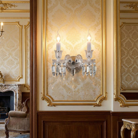 Michael Amini Lighting - Treviso 2-Light Traditional Crystal Wall Sconce - Clear
