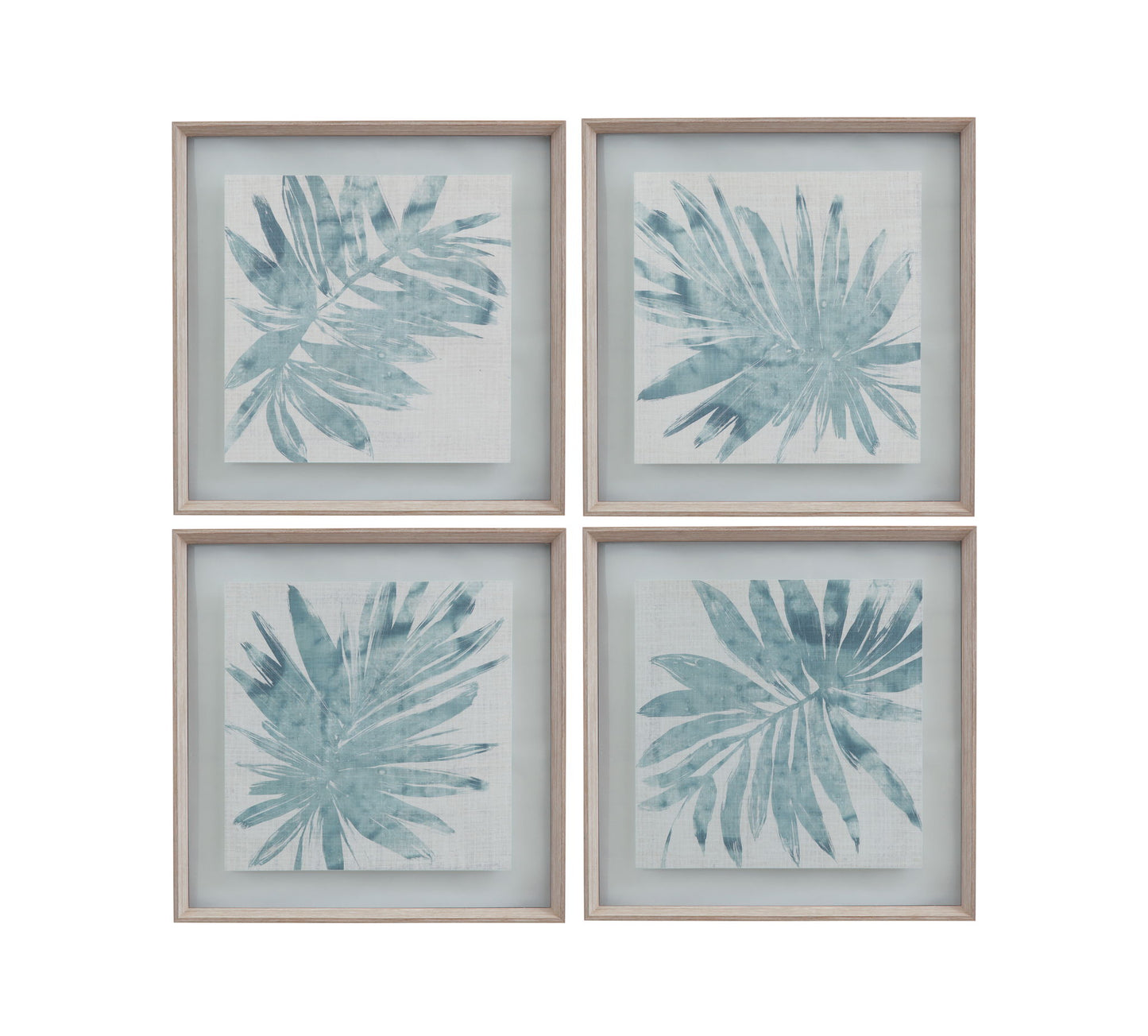 Burlap Ocean Palm II Framed Print - Light Blue