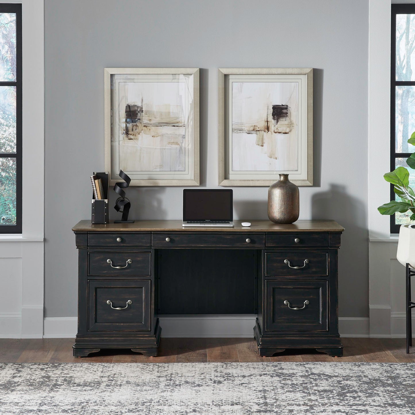 Meritage - Jr Executive Credenza Base - Aged Charcoal
