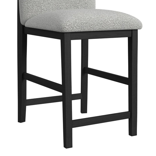Portland - Square Back Fabric Barstool (Set of 2) - Gray / Black