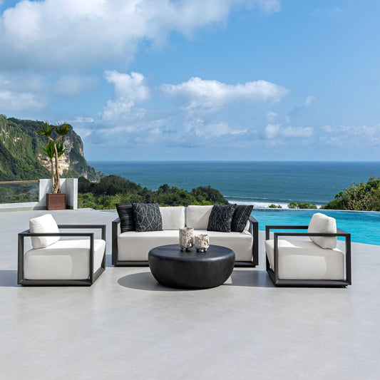 Remsen - Outdoor Lounge Chair - Black / Oyster
