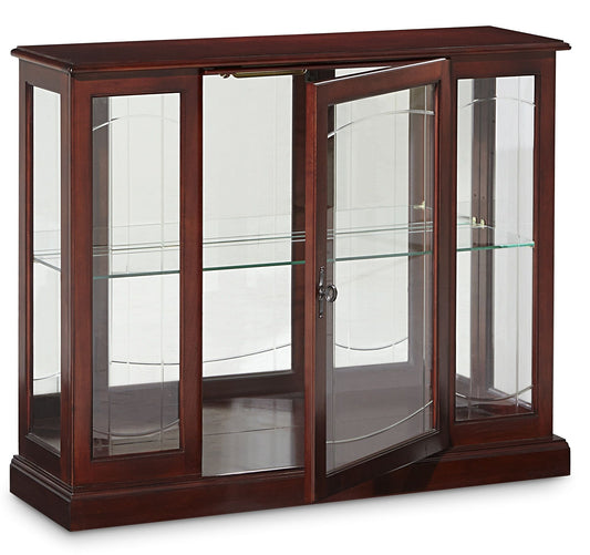 PFC Curios - Lighted 1 Shelf Console Display Cabinet - Cherry Brown