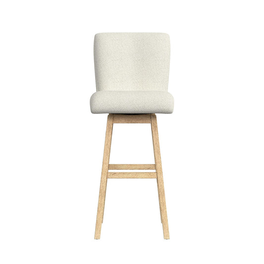 Cambrie - Upholstered Swivel Bar Stool With Boucle (Set of 2) - Beige / Natural