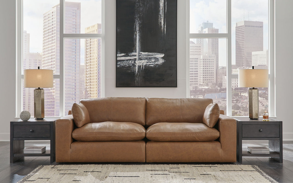 Emilia - 2-Piece Sectional Loveseat - Caramel