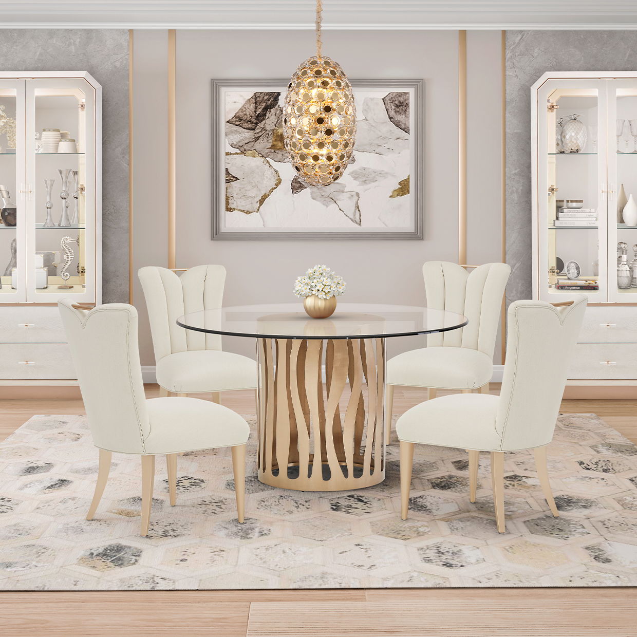 Michael Amini Lighting - Pendant 14-Light Oblong Crystal Chandelier - Gold