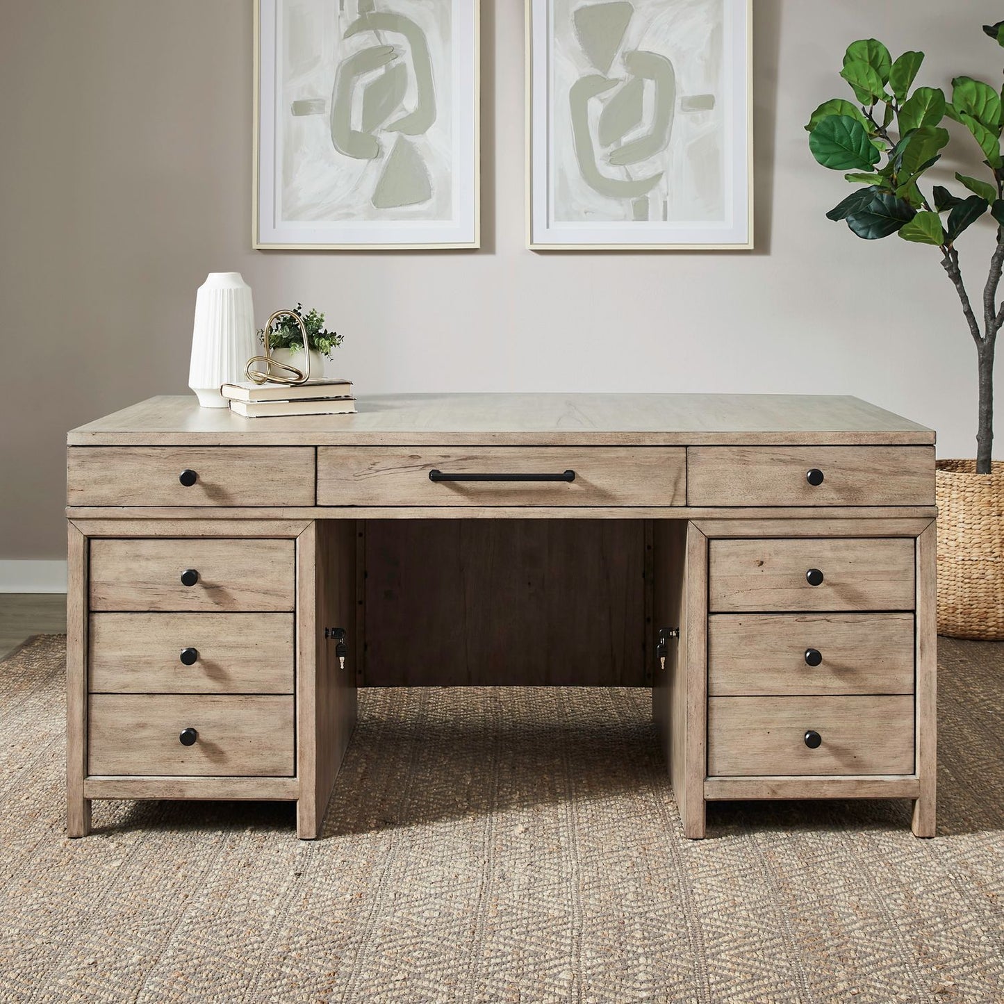 Proximity Place - Jr Executive Desk Base - Barley Buff