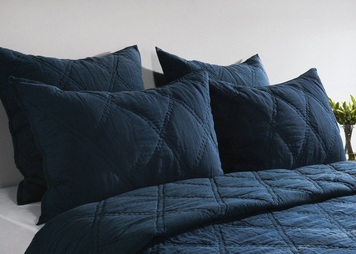 Caleb - Hand Stitched 4 Piece King Set - Midnight Blue