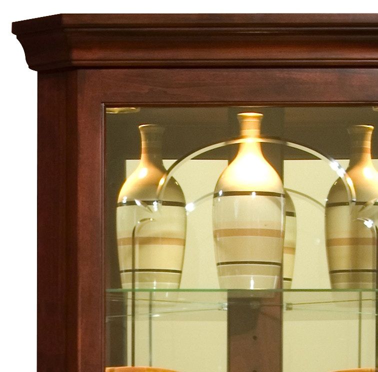 PFC Curios - Mirrored 4 Shelf Corner Curio Cabinet - Victorian Brown