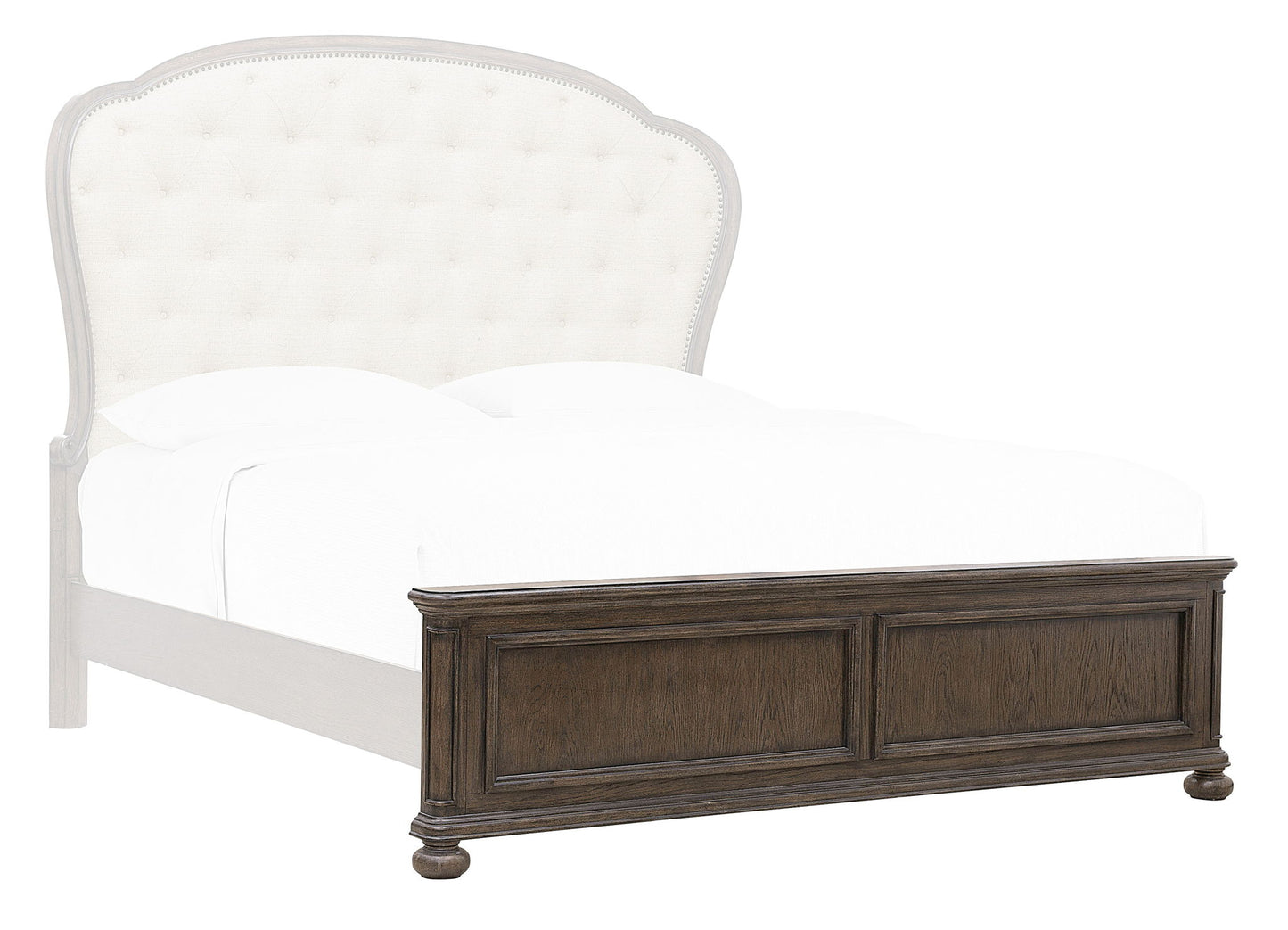 Saddle Creek - Queen Upholstered Footboard & Slats - Timber Brown