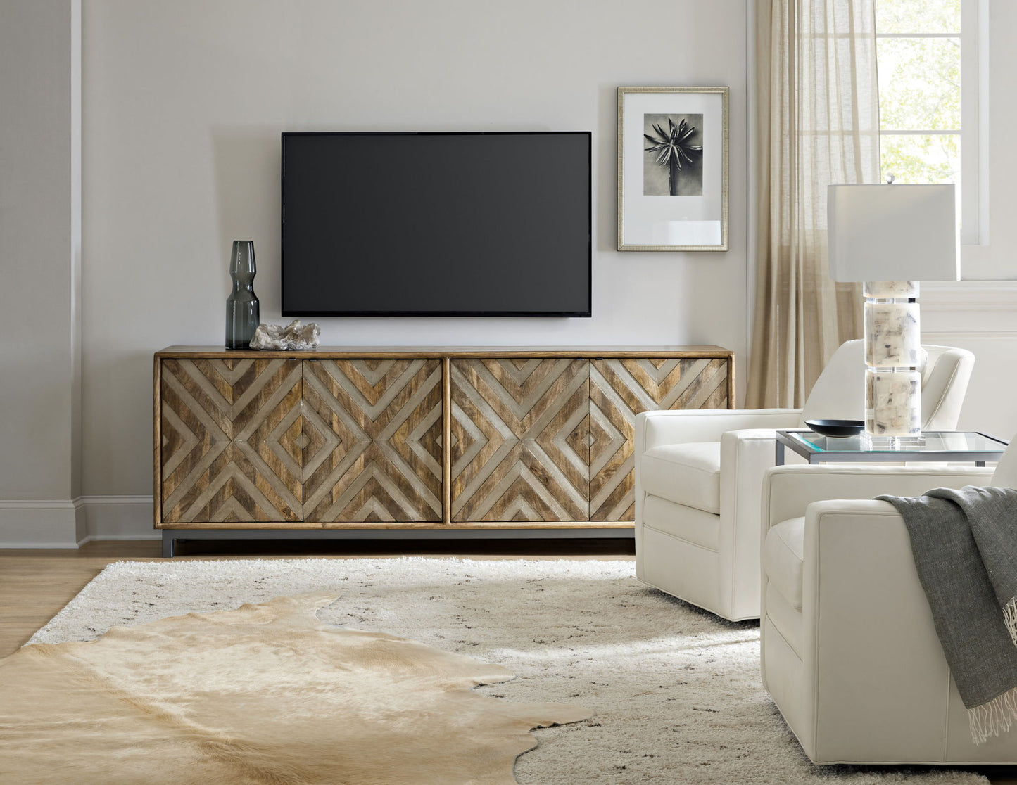 Commerce And Market - 4-Door Entertainment Console - Light Brown