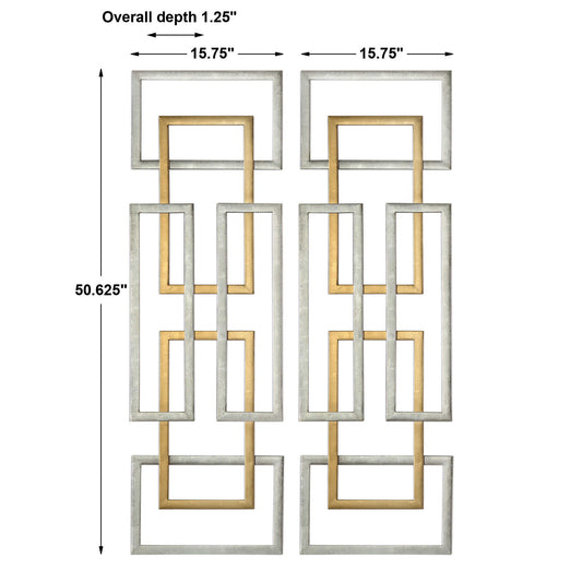Aerin - Geometric Wall Art (Set of 2) - Gold