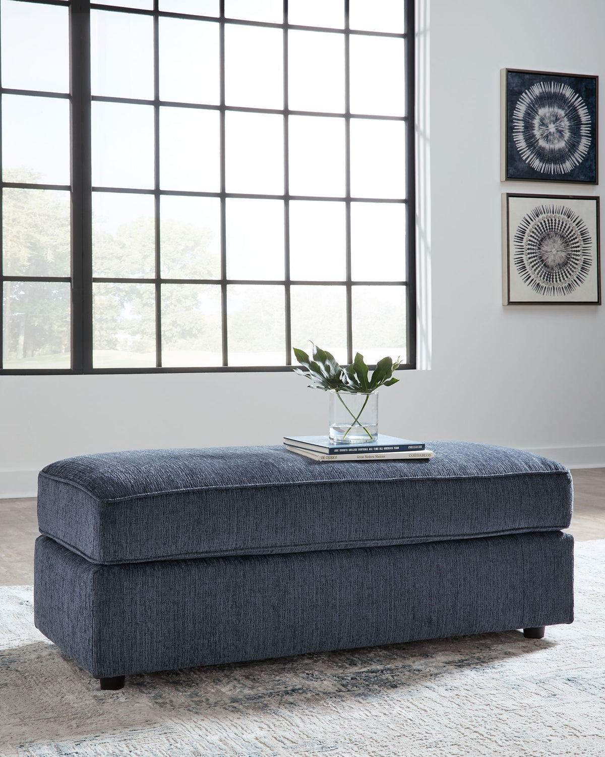 Albar Place - 3 Pc. - 2-Piece Sectional With Raf Sofa Chaise, Ottoman - Cobalt