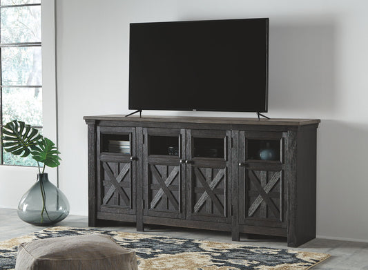 Tyler Creek - Extra Large TV Stand - Black / Gray