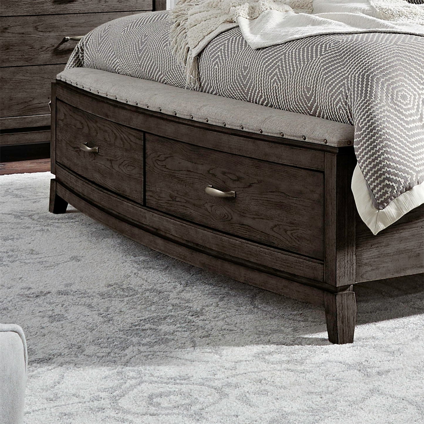 Avalon - King Storage Footboard With Slatroll - Coffee Bean