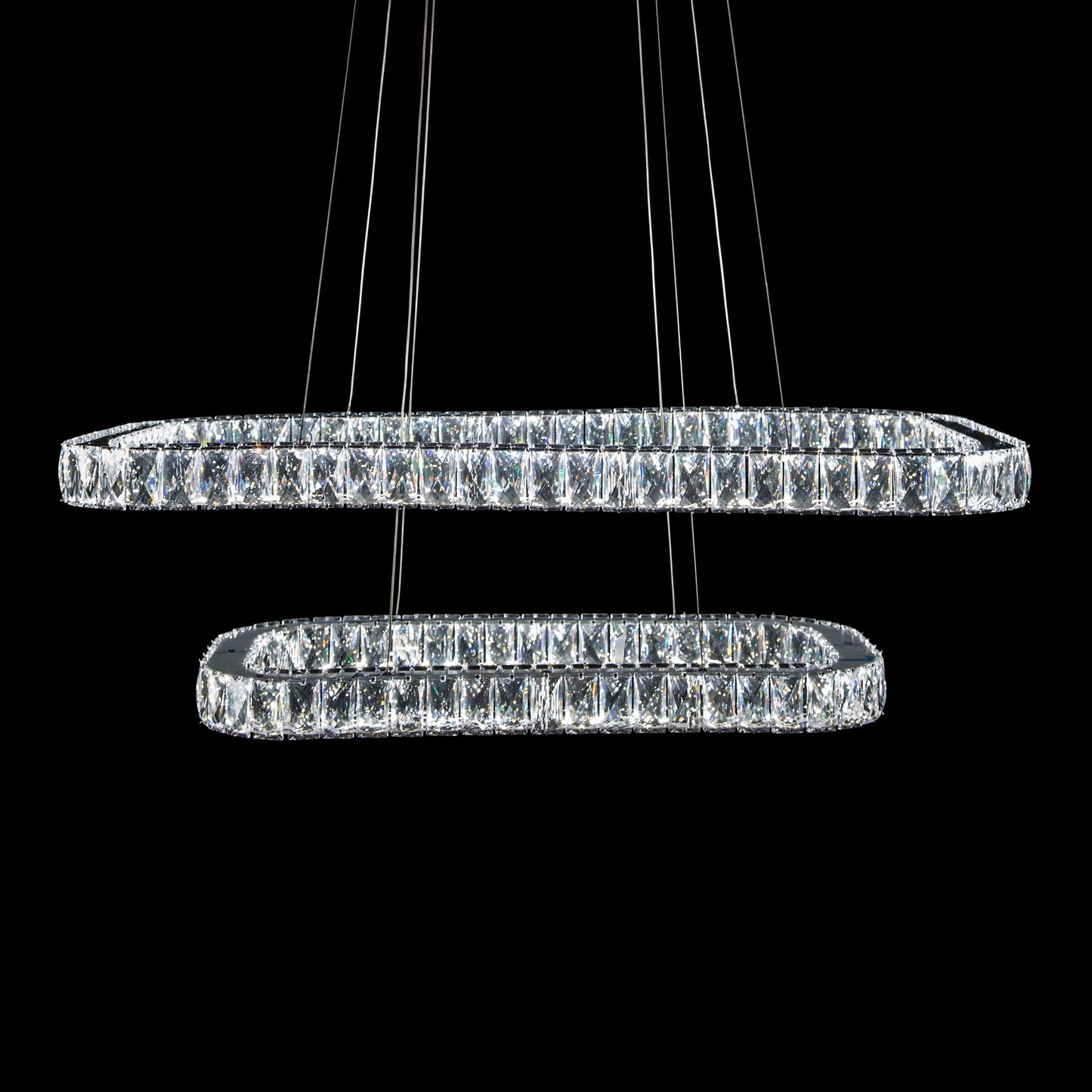 Michael Amini Lighting - Enterprise Modern Rectangular Crystal Chandelier - Chrome