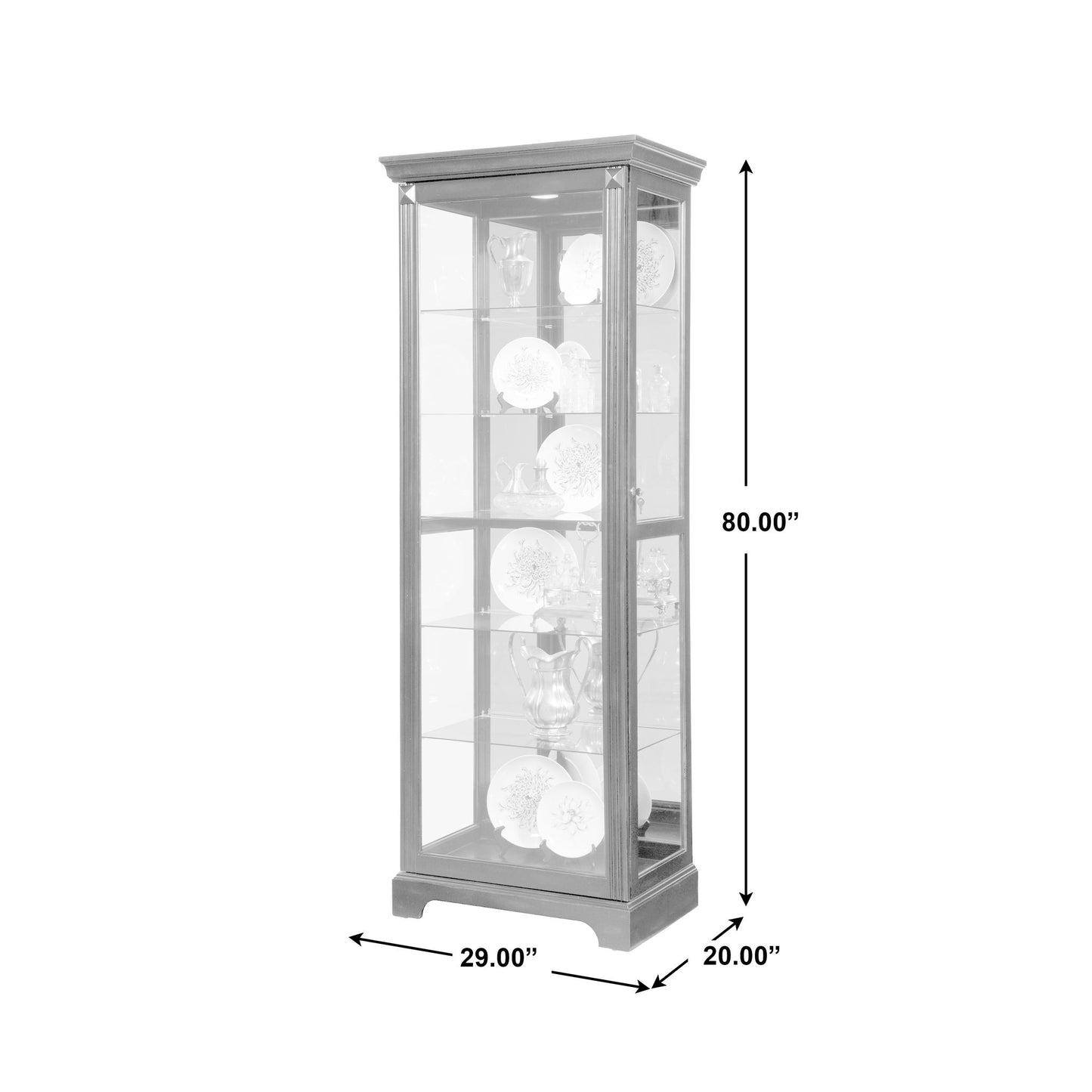 PFC Curios - Locking Slide Door 5 Shelf Curio Cabinet - Deep Cherry Brown