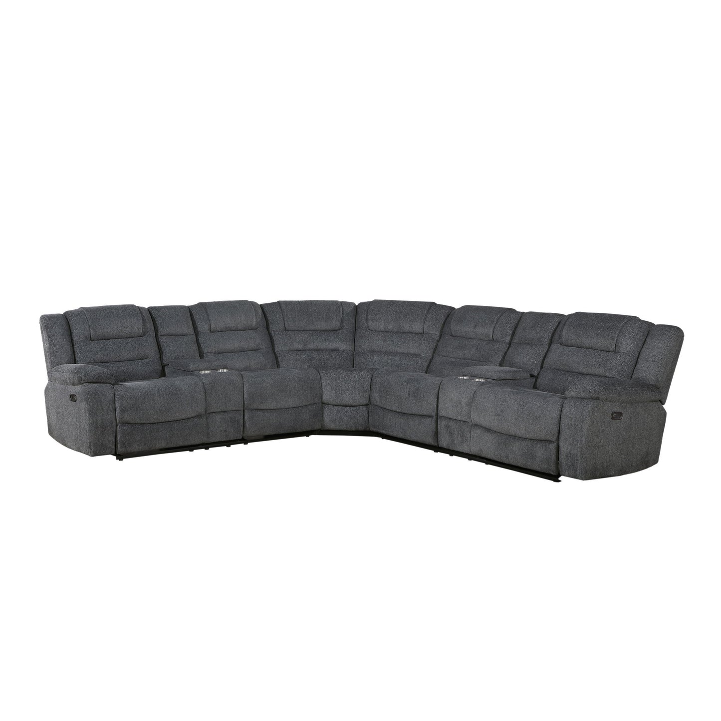 Redondo - Power 3 Piece Ssectional (2 Loveseats & Wedge) - Dark Gray