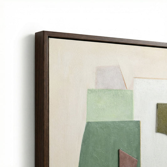 Layered Geometry Framed Canvas - Green