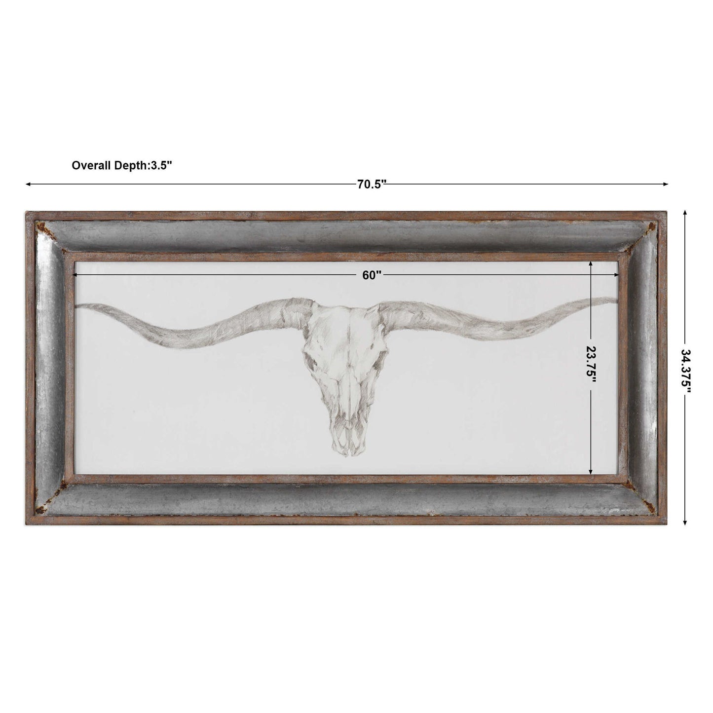 Western Skull Mount - Print - Pearl Silver