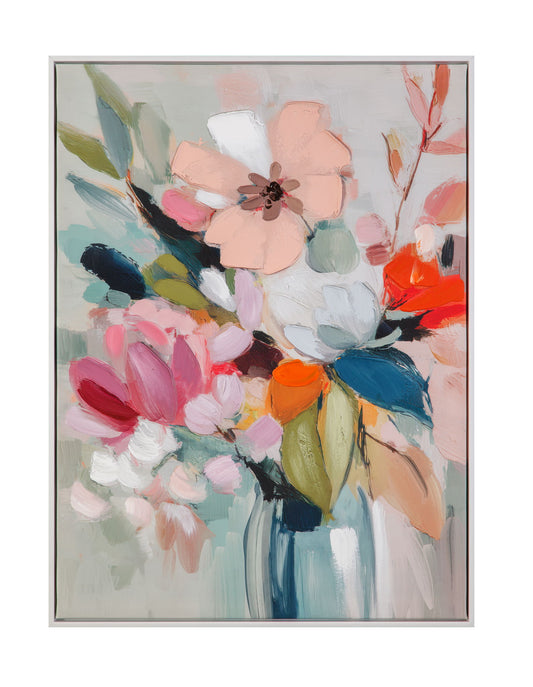 Spring Bouquet Framed Canvas - Pink