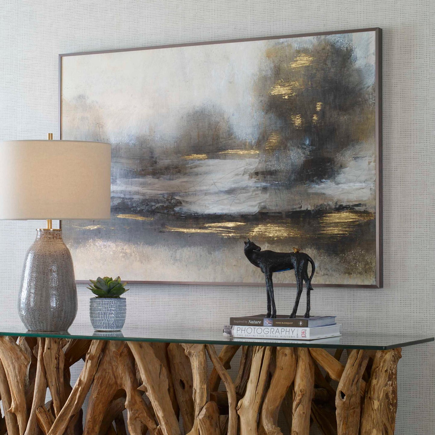 Gilt - Misty Landscape Framed Print - Pearl Silver