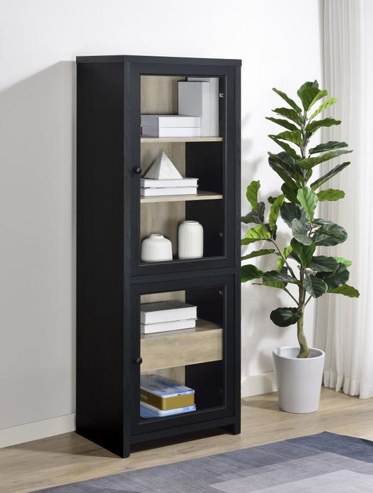 Denison - 67" 2-Door Media Tower Storage Cabinet - Black